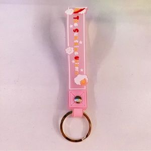 pink keychain holder silicone wristlet NWOT the sunshine unicorn women or kids